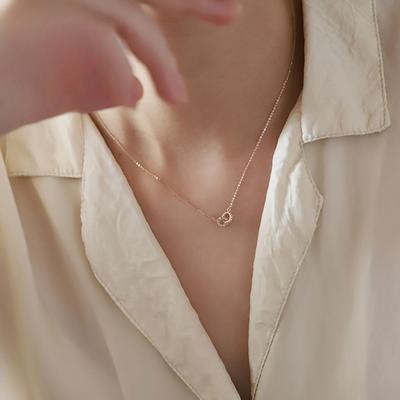 Round Double Ring Pendant Necklace, Simple Design Collarbone Chain, Perfect Gift for Girlfriend On Valentine's Day and Christmas, Versatile Neck