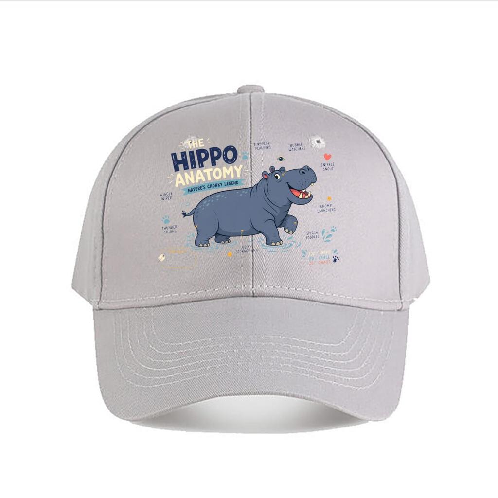 Funny Hippo Anatomy Cartoon Diagram Baseball Cap Fashion Outdoor Sports Sunhat Unisex Snapback Cap Womens