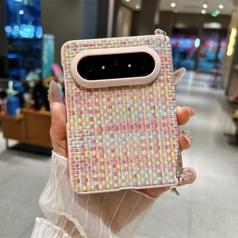 Huawei PuraXMax Foldable Phone Case: Dual-Axis Design, Woven Texture, Includes Lanyard