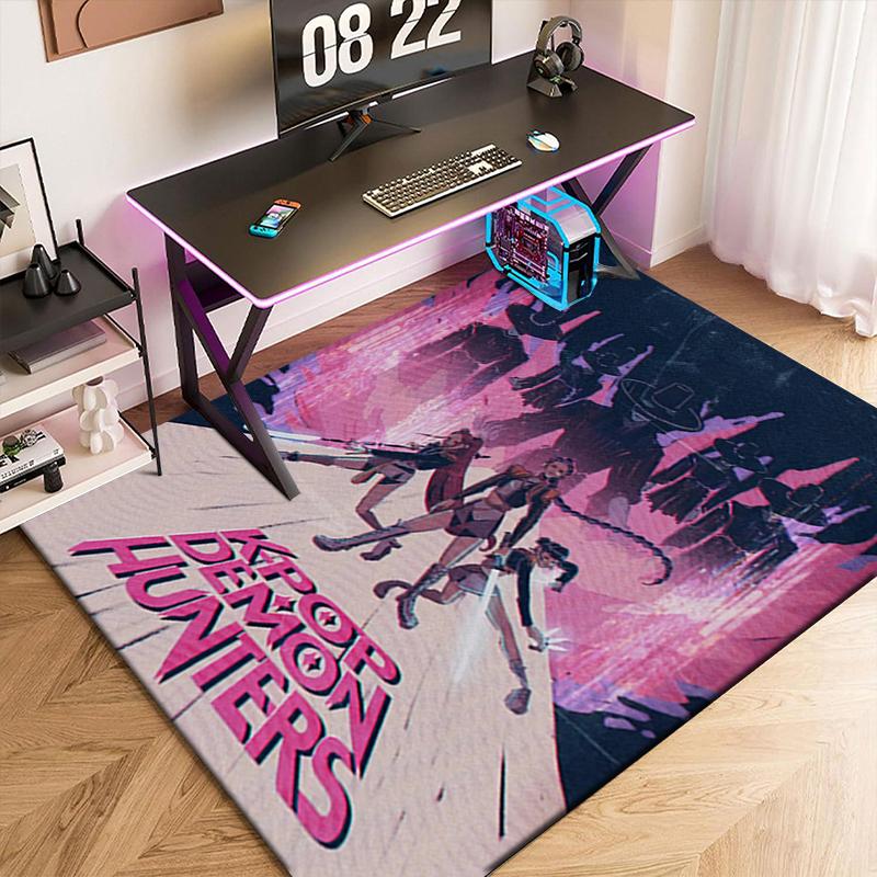 1pc K-Pop Devil Hunter Sweeps the Globe Carpet Rug for Living Room Bedroom Home Sofa Decoration,Kids play Non-slip Floor Mat