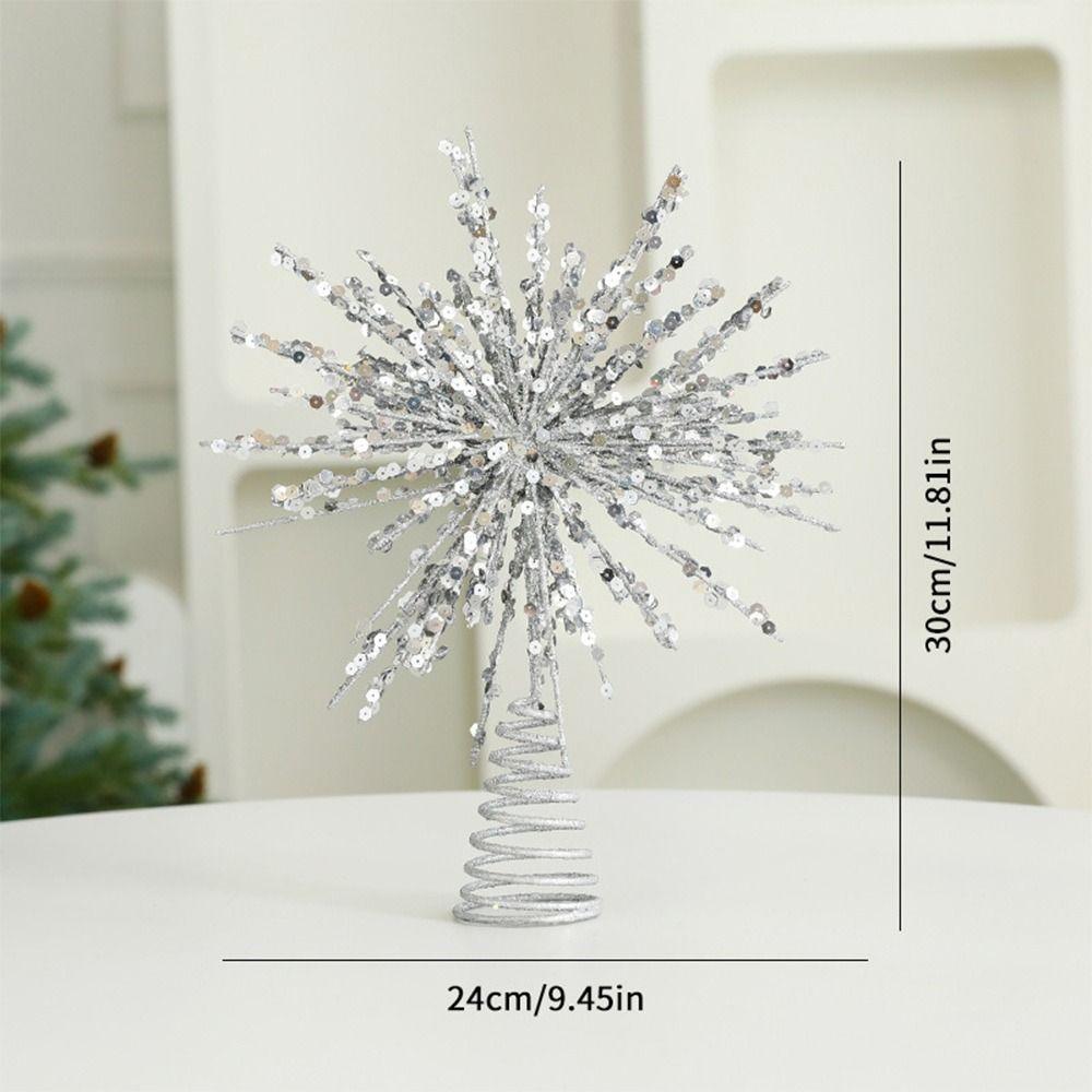 Glitter Xmas Tree Topper Gold/Silver Christmas Decorations Durable Christmas Tree Star Topper