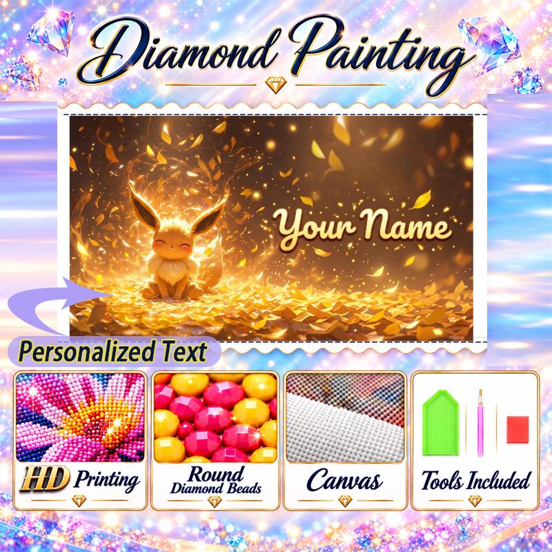 Personalized Eevee Diamond Art Custom Name 5D Diamond Painting Full Drill DIY Craft