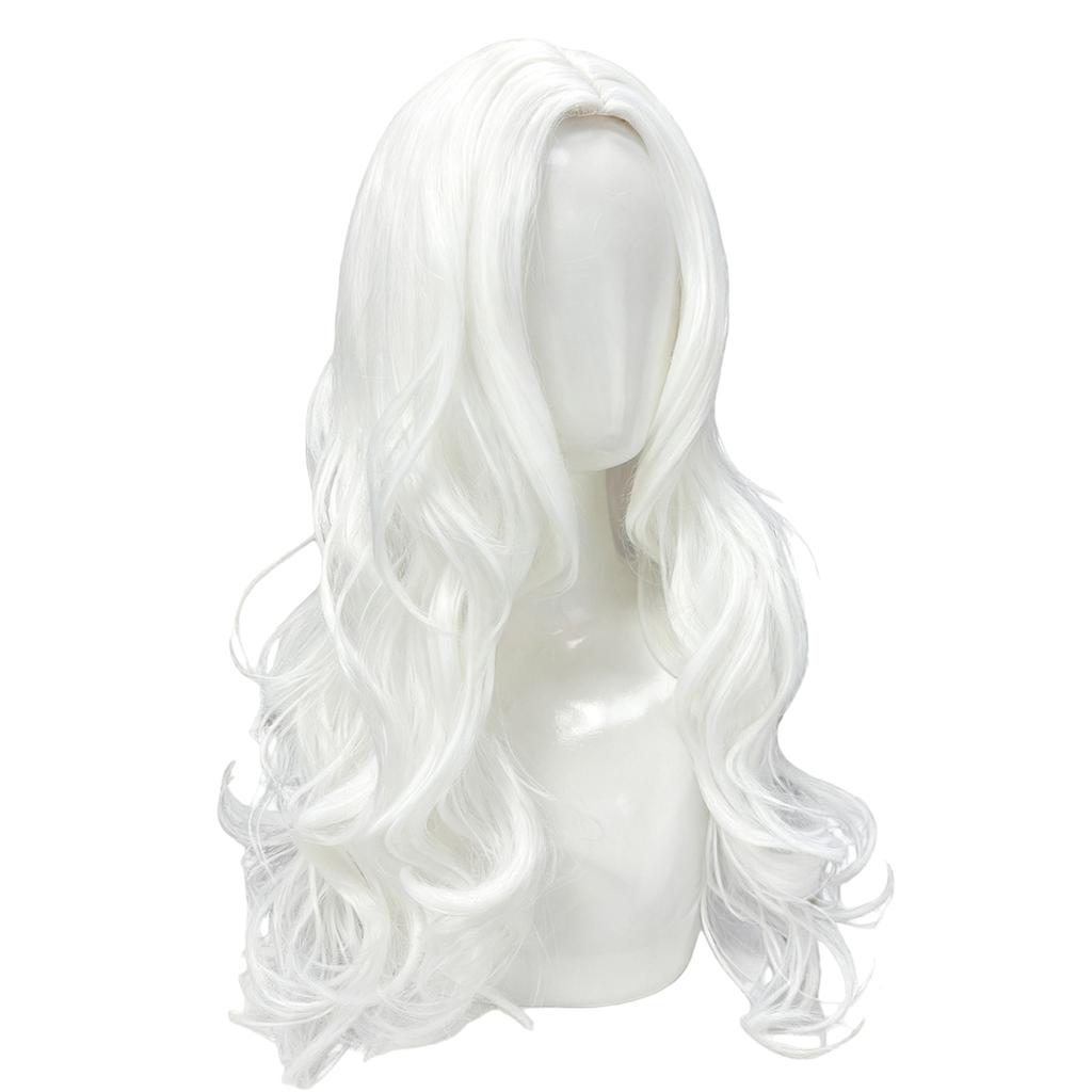 White Long Loose Wave Wig with Middle Part - Natural-Looking Synthetic Fiber for Cosplay, Party & Daily Styling