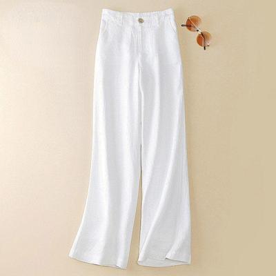 Women's Spring and Autumn Solid Colour Thin Tall Waist Thin Section Casual Female Straight Button Section Wide Leg Trousers