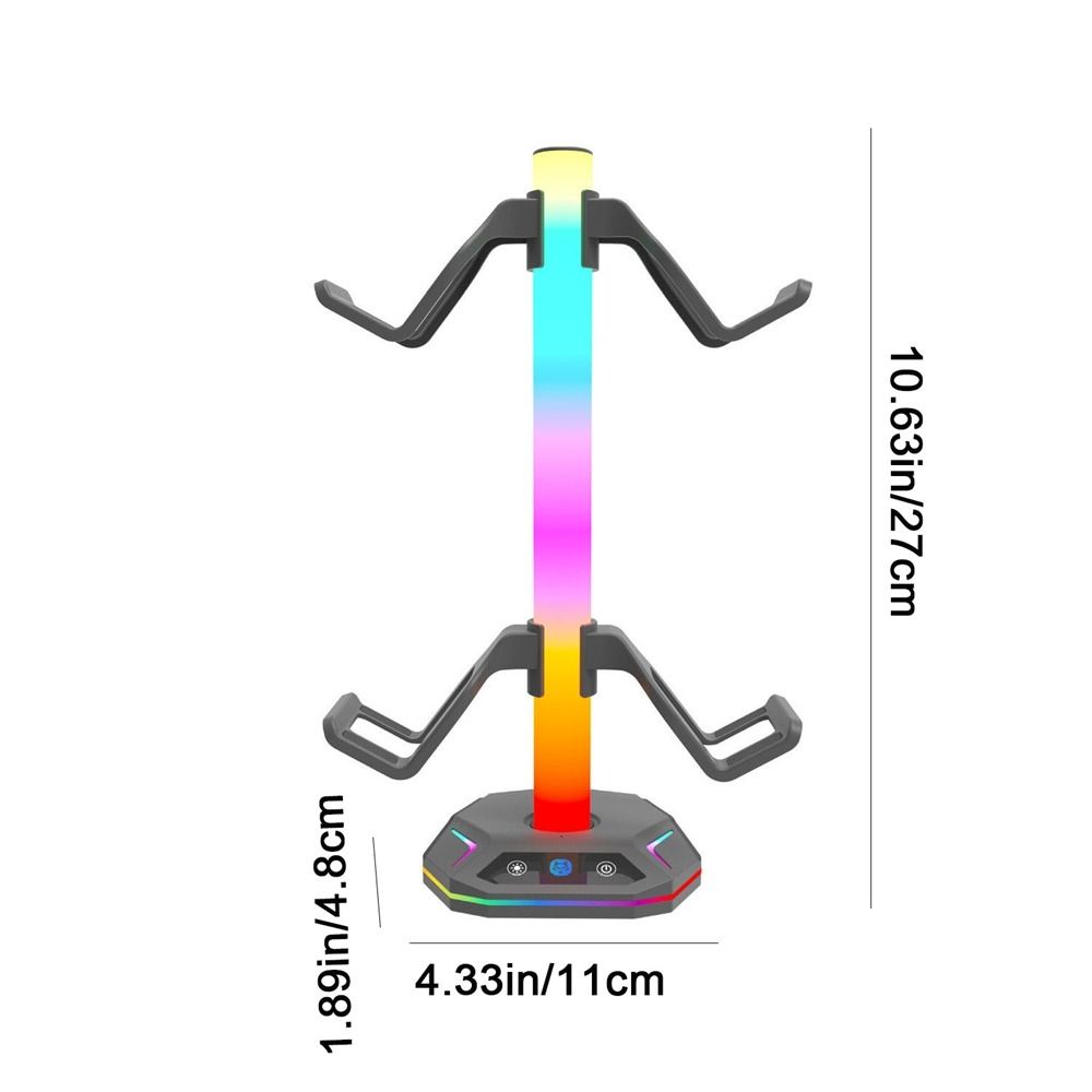 Black RGB Earphone Hanger Dual USB Ports Headphone Bracket Universal Desktop Display Holder  Desk