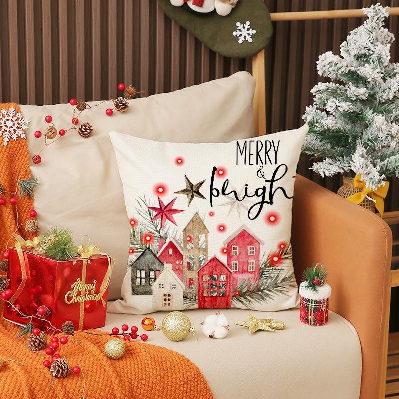 New Christmas Pillow Red Stripe Print Combination Set Pillow Case Indoor Atmosphere Decoration Sofa Cushion