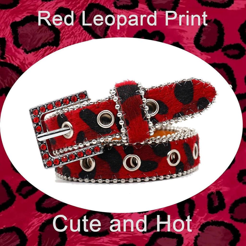 Unique Waist Chain Rhinestones Buckle Leopard Print Chain Cowgirl Belt for Women Proms Club Party for Jeans Dresses Purple 95