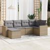 Vidaxl 6-Cz. Set di Mobili da Giardino con Cuscini, Beige, Polyrattan