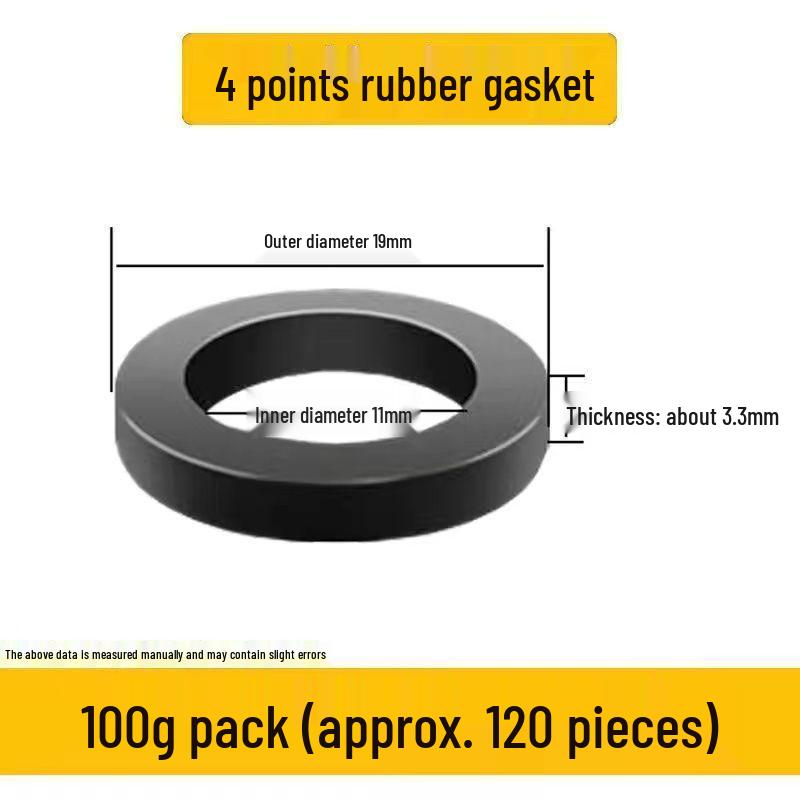 4-Point Black Rubber Gasket with 6-Point Sealing Ring and Silicone Shower Inlet Hose Waterproof Pad