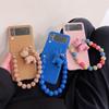 Cute 3d Cartoon Dog Charm Phone Case For Samsung Galaxy Z Flip 3 5g Korea Solid Color Beads Bracelet Full Protection Cover