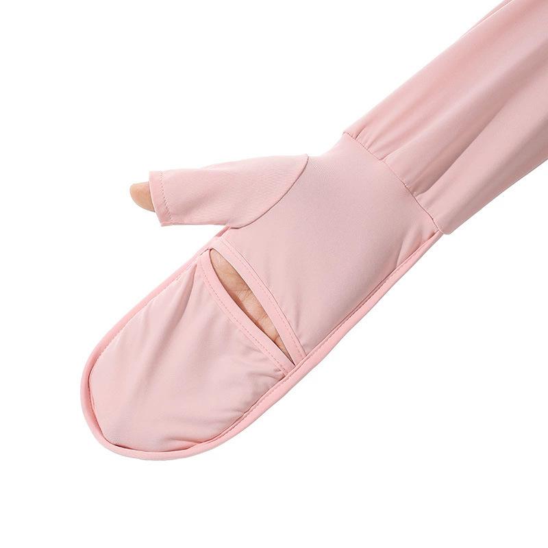 UV Protection Arm Sleeves for Women Mittens Cycling Palm-Cutout Cooling Ice Silk Driving Outdoor Travel Breathable Arm Covers