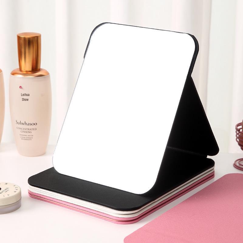Składane lusterko do makijażu ze skóry PU: Przenośny, stojący, o wysokiej rozdzielczości dla studentów i akademików