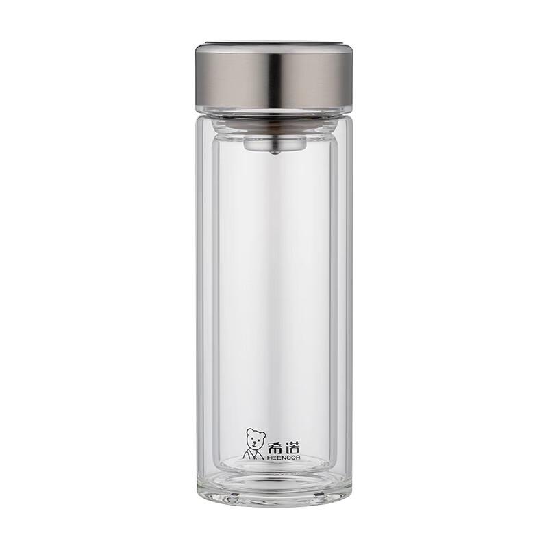 Zhishi Double-Wall Borosilicate Glass Water Bottle with Lid