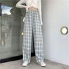Vintage Plaid Women Pants High Waist Wide Leg Straight Pant Loose Casual Female Trousers Wide Leg Pant Fashion Streetwear
