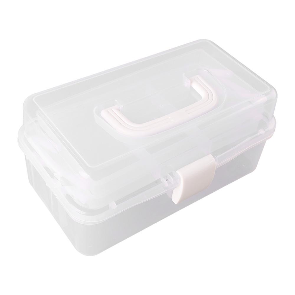 Three Layer Three Layer Storage Box Folding Plastic Storage Box Folding Tool Box For Art Craft белый