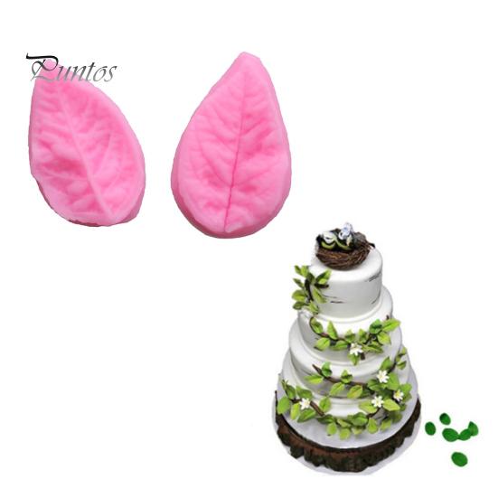 2Pcs Leaf Shape DIY Fondant Cake Decorating Chocolate Silicone Mold Baking Tool
