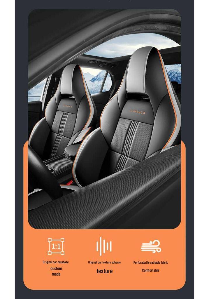 Lynk & Co 03 Leather Car Seat Cushions (23-26), All-Season, Fully Wrapped, Vehicle-Specific Seat Covers