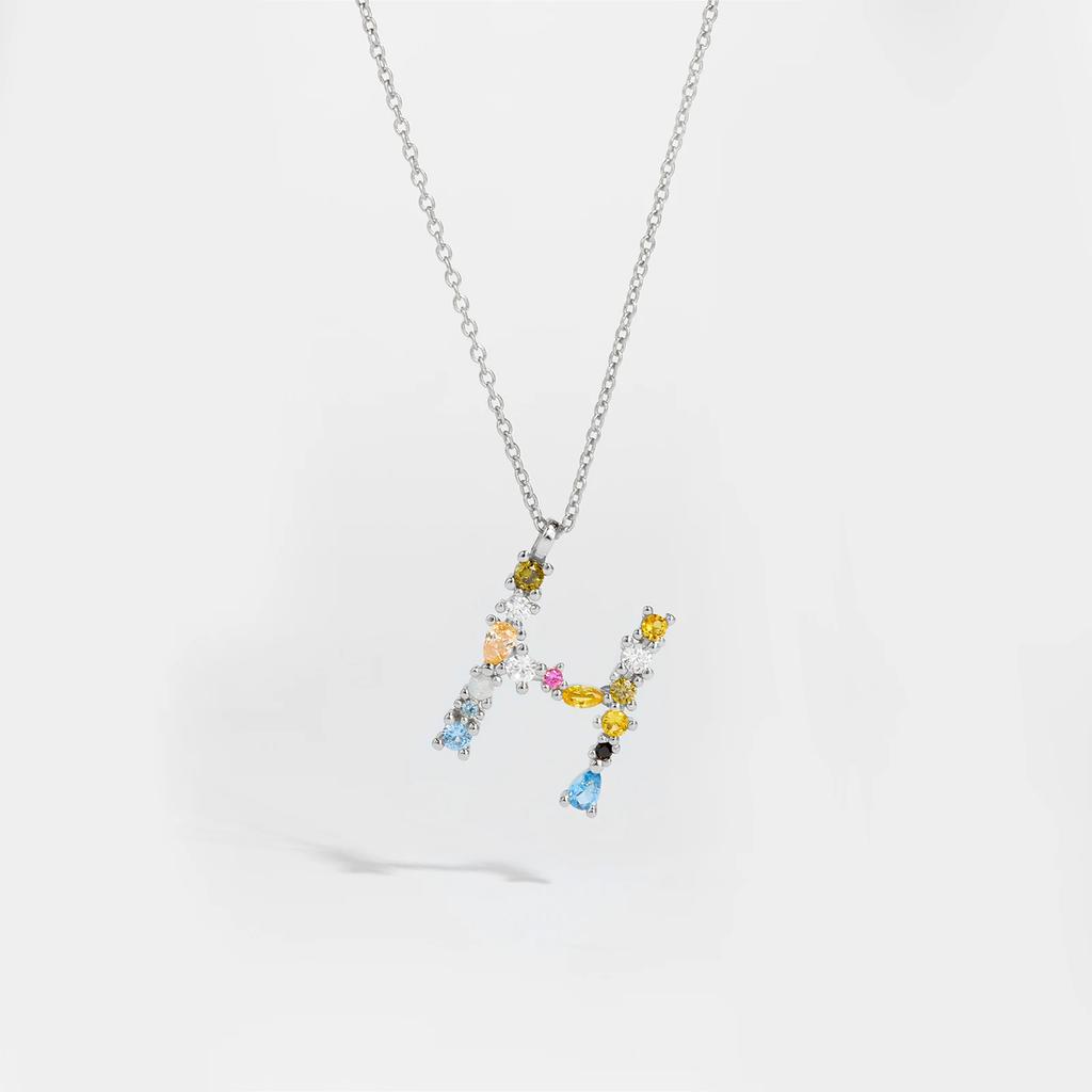 925 Sterling Silver Gold Letter M Pendant Initial F Alphabet Necklace Monogram Opals 2020 Women Accessories Jewelry