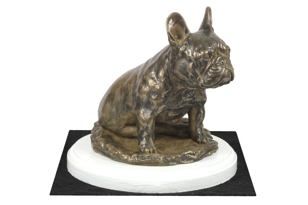 Francouzský buldoček, Frenchie II - figurka psa, figurka na bílém podstavci, trofej pro výstavu psů Art-Dog
