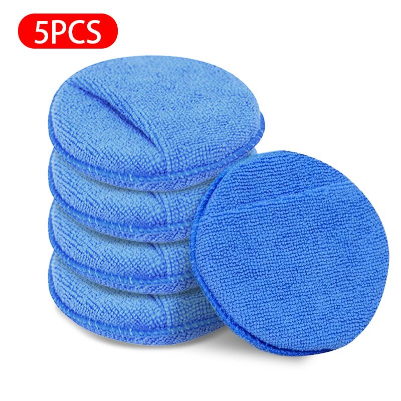 

SEAMETAL Автомобильные полировальные губки 5 дюймов, аппликаторы для воска для детализации автомобиля, круглые карманные губки из микрофибры и пены, инструменты для чистки автомобиля 5PCS синий