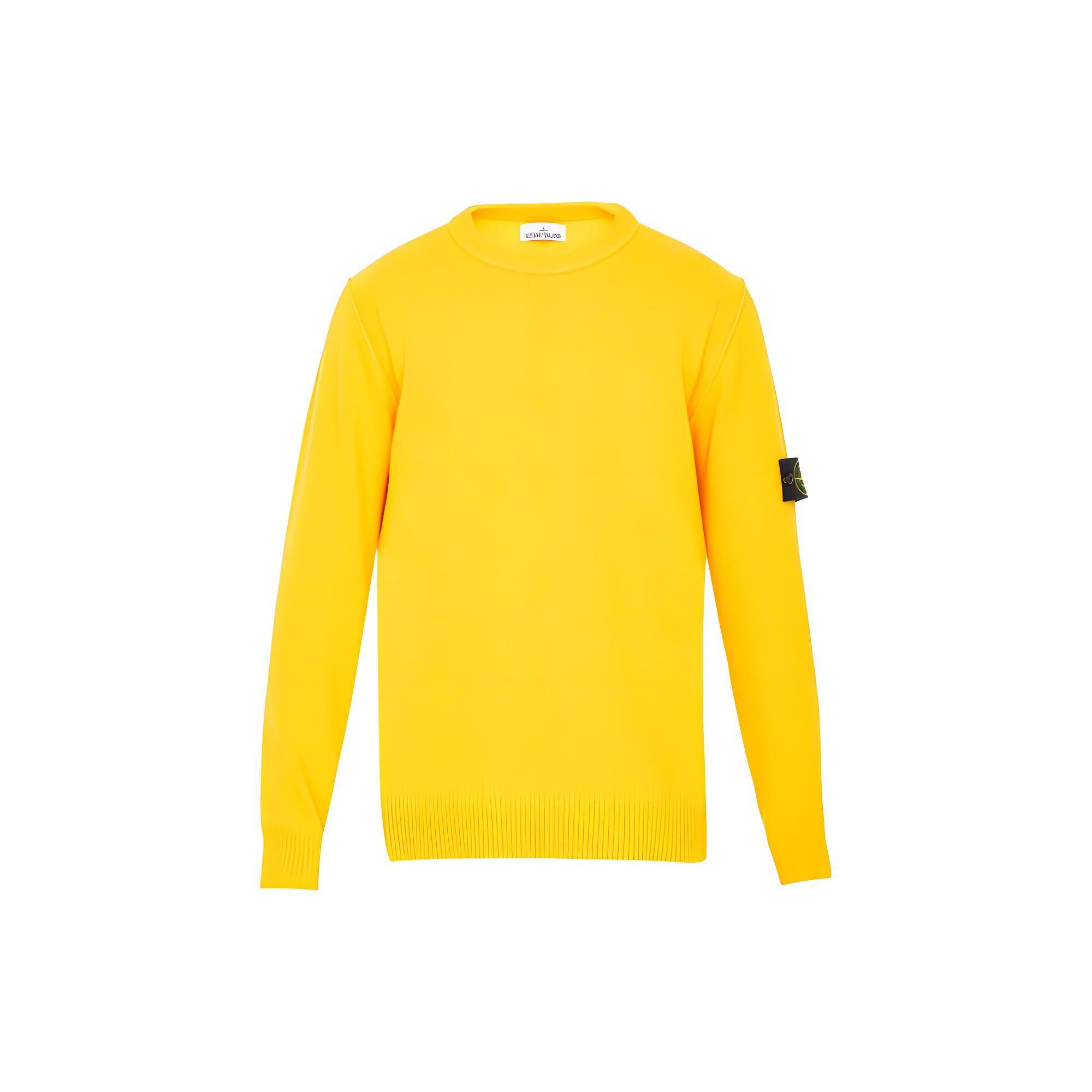 

STONE ISLAND FW22 Однотонный трикотажный свитер с длинным рукавом в рубчик, шерстяной свитер для мужчин, желтый 7715508A3-V0030 XL