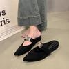 French pointed toe bag head half slippers women's 2025 autumn new wear thick heel versatile slippers temperament fashion shoes