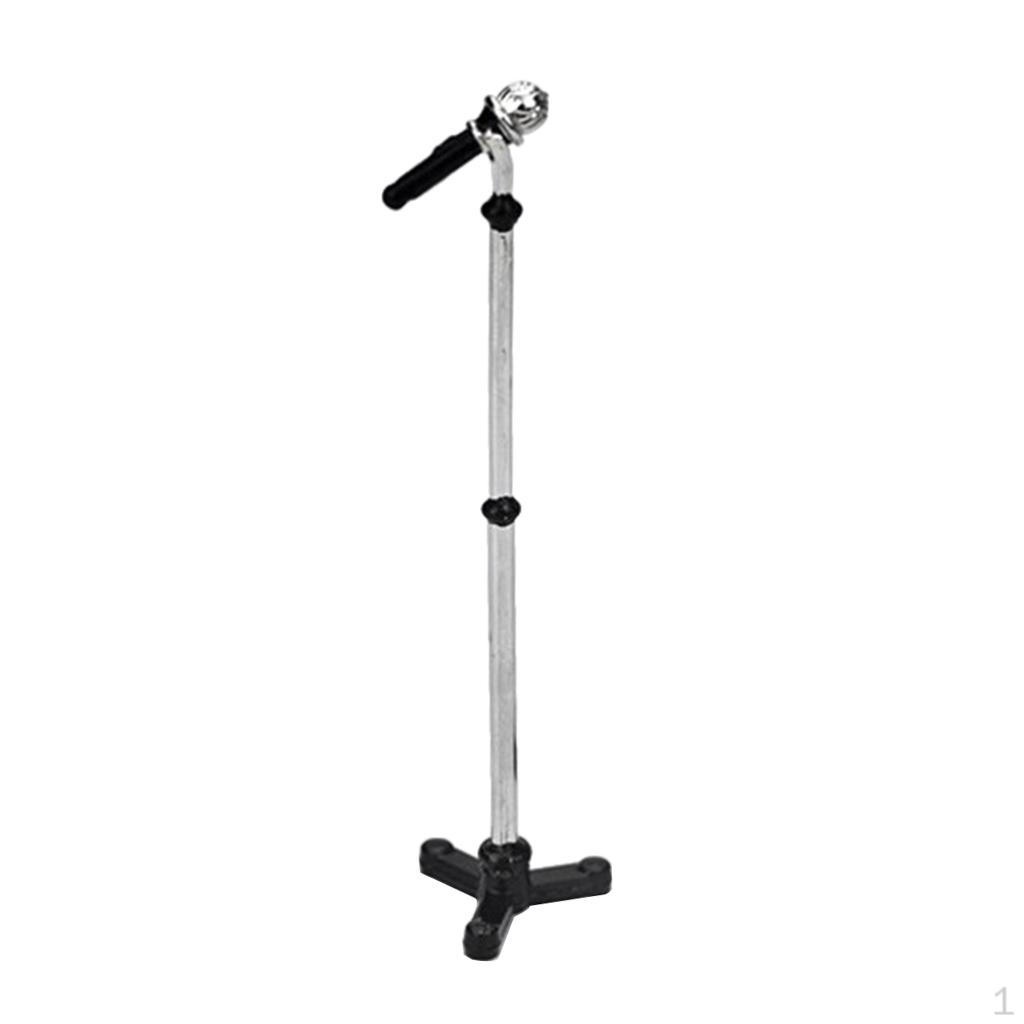 Microphone Dollhouse Miniature Musical Instrument with Stand