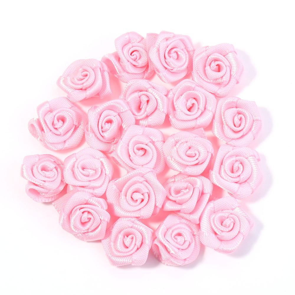 20pcs 1.5cm Polyester Rose Flowers Colorful Mini Artificial Flowers For Wedding Party DIY Wreath Clothing Headwear Decoration
