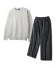 ALVINCLO [Set] Basic Round Knit Pintuck Wide Elastic Pants Set