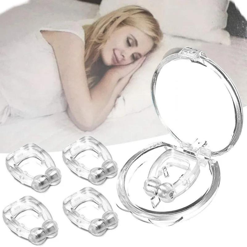 

1/2 шт. силиконовый магнитный антихрапный зажим для носа, поднос для сна, средство от храпа, ночное устройство для защиты от апноэ с чехлом и инструментами