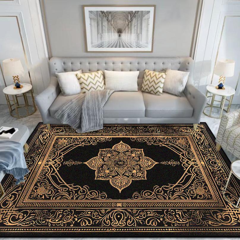 Chinese Style Carpet Living Room High-end Luxury American Hairless Tea Table Rug Short Velvet Bedroom Bed End Floor Mat Lounge