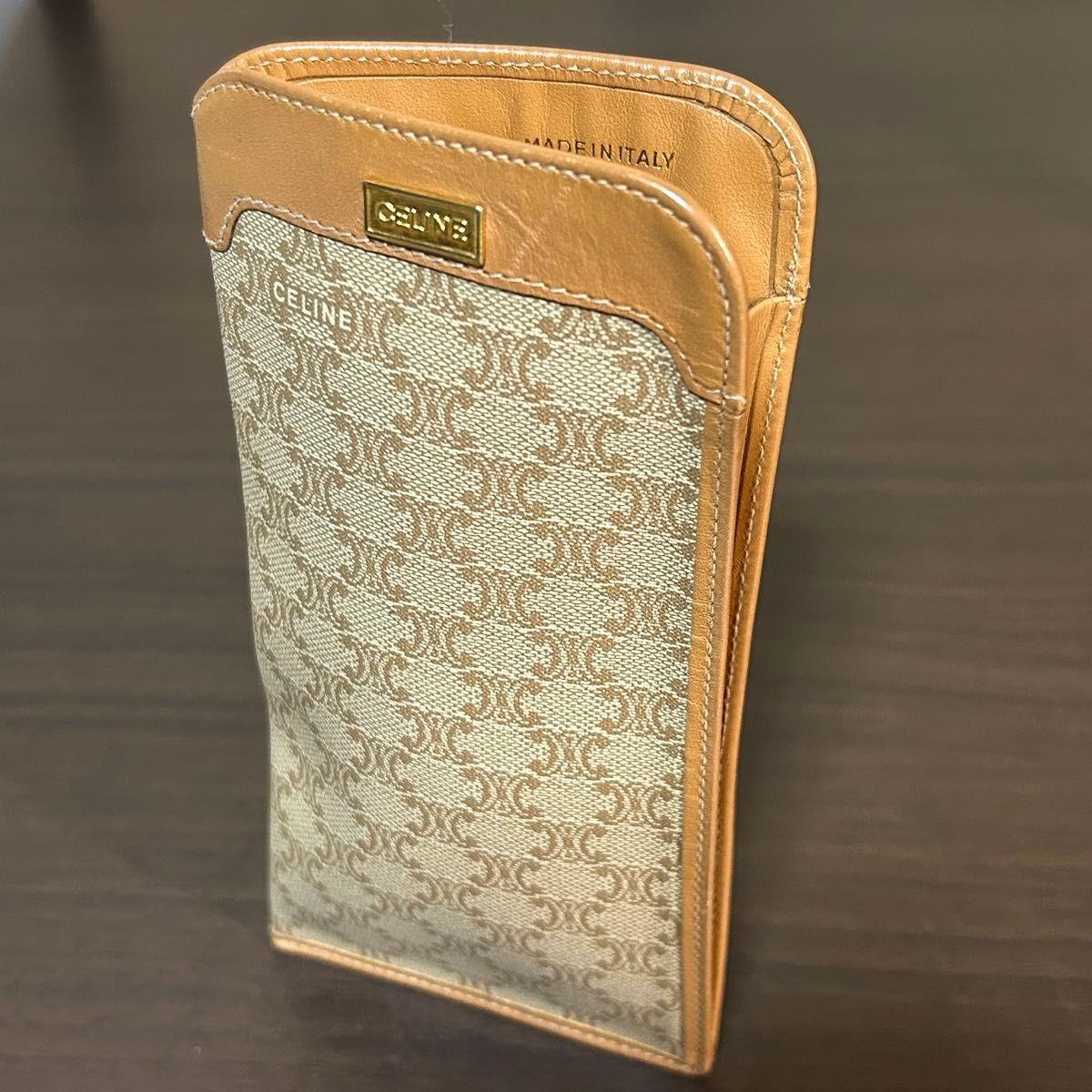 Used CELINE Macadam Pattern Glasses Case Beige Made in Italy Glasses Sunglasses