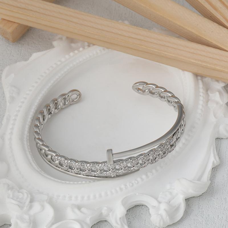 Women s Creative Nail Bracelet Stone Fashion Light Luxurious Open Bracelet One Size(18CM~21CM)