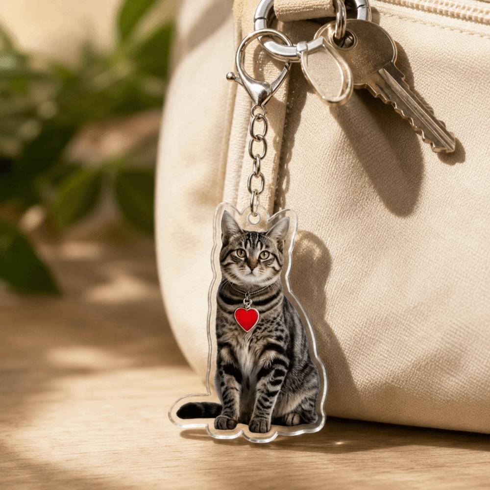 Acrylic Animal Motif Keychain 2D Flat Design Hanging Ornaments Small Cartoon Cat Pendant Daily