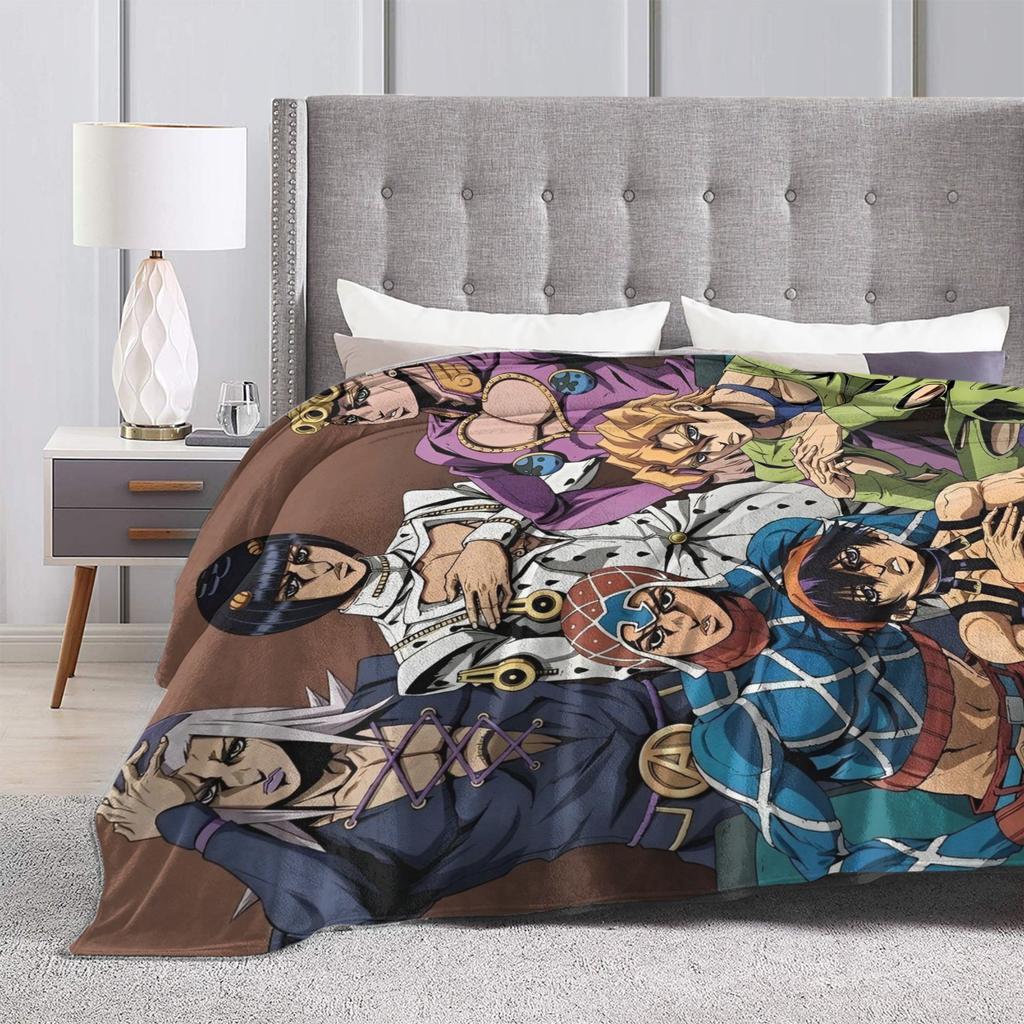 JoJo Golden Blankets Flannel J-JoJos Bizarre Adventure Breathable Ultra-Soft Throw Blankets for Home Car Quilt