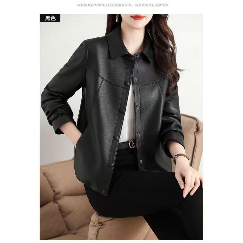 Autumn Winter New PU Leather Vintage Women's New Casual Fashion Short Elegant Jacket All Match Chic Top