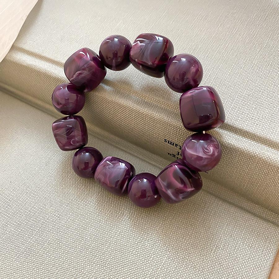 Acrylic Irregular Square Round Beaded Bracelet for Women Simple Korean Hand Accessories