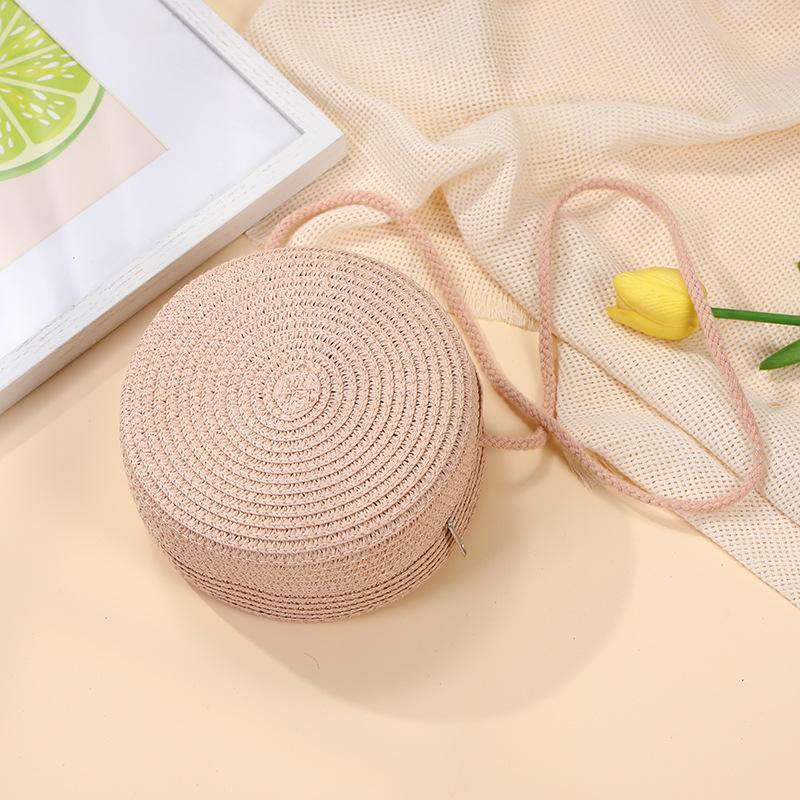Children's bags Girls messenger bags New summer woven straw bags Seaside vacation girls round shoulder bag