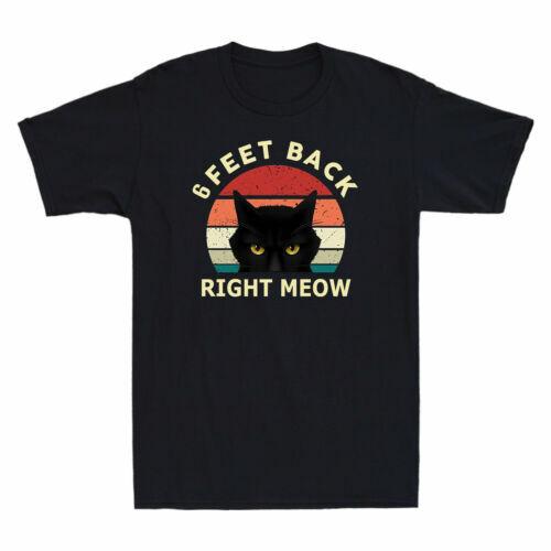 Cat 6 Feet Back Right Meow - Mystery Black Cat Retro Men T-Shirt For Cat Lovers S