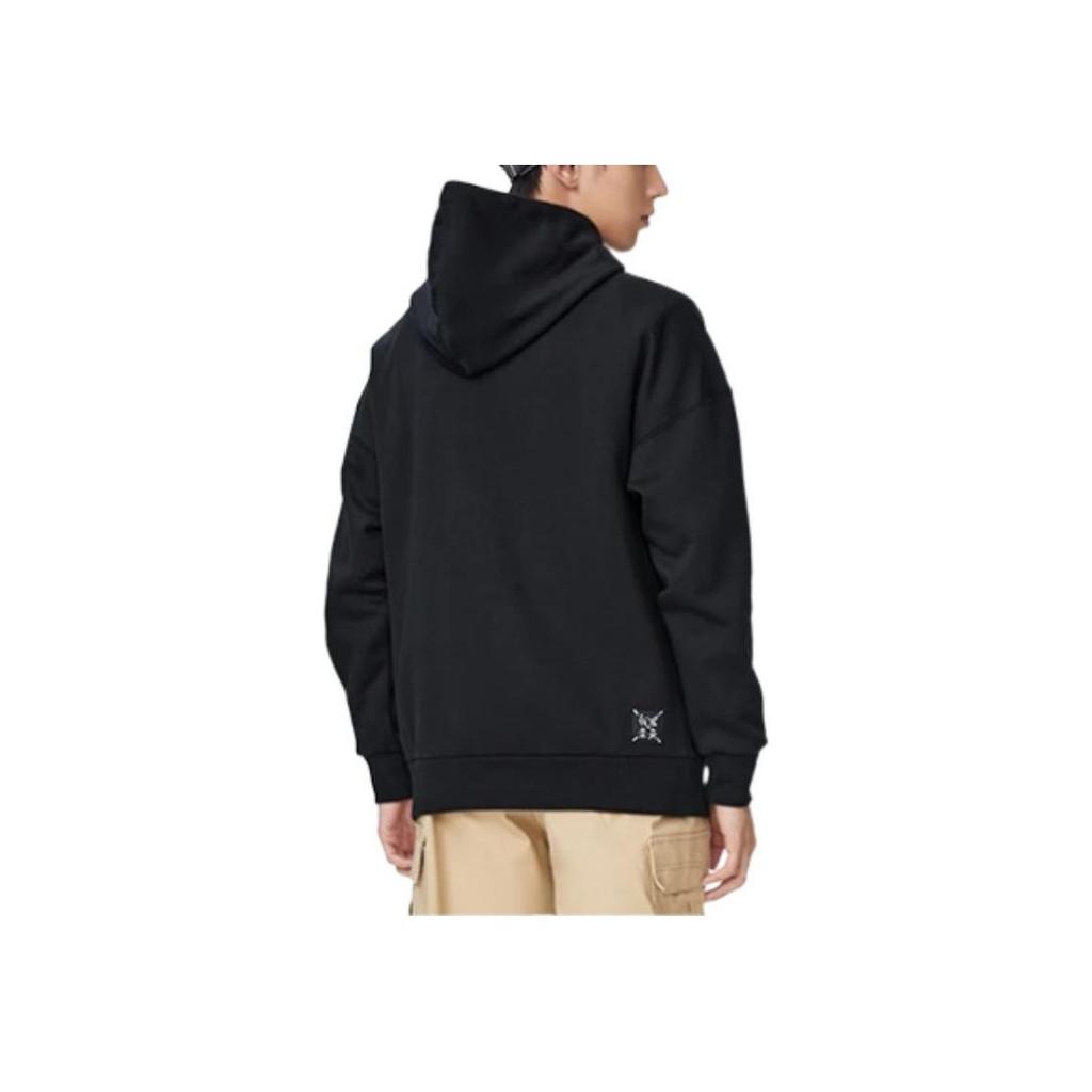 Li-Ning Sports Life Solid Color Print Hoodie Pullover Long Sleeve Sweatshirt Unisex Tops Black AWDSB43-1