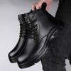 Fashion Outdoor Comfort Chelsea Anti Slip Men Shoes Men's Shoes Genuine Leather High Top Fashion British Boots Men Black Short Boots