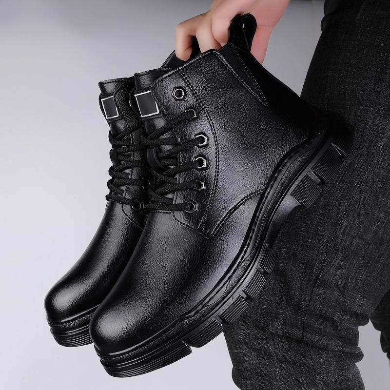 Fashion Outdoor Comfort Chelsea Anti Slip Men Shoes Men's Shoes Genuine Leather High Top Fashion British Boots Men Black Short Boots