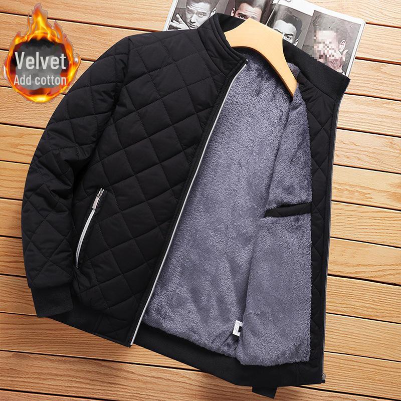 Men's Winter Thickened Velvet Jacket - Warm, Windproof, Stand Collar Coat