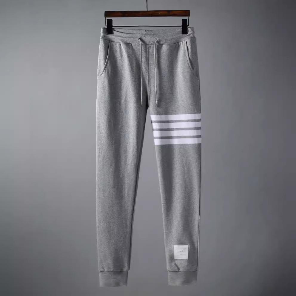 Trend Brand Four-Stripe Terry Cotton Sweatpants: European & American Casual Skinny Fit