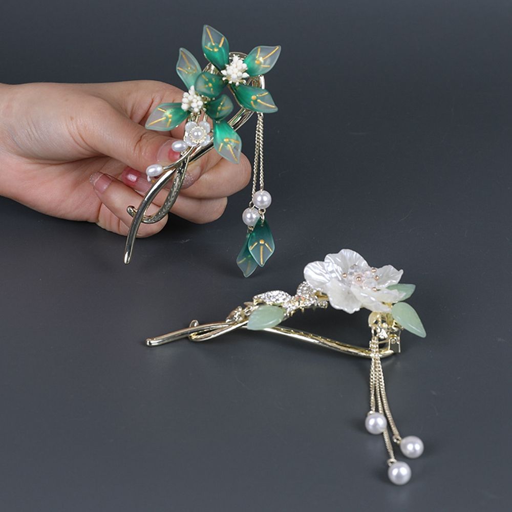 

Flower Female Hair Accessories Tassel Hair Claw Chinese Style Headwear Ancient Style Hair Clip