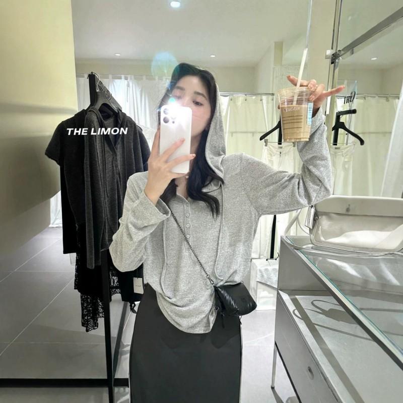 Womens Loose Fitting Hooded T Shirt Long Sleeve Fall Top Casual Style