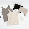 Women's Slim Fit Brushed Square Neck Camisole - Solid Color Warm Base Layer for Autumn and Winter