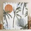 Tropical Coconut Tree Curtain Hawaii Landscape Printed Blackout Curtains Kitchen Living Room Bedroom Windows Drapes 2 Panel Set