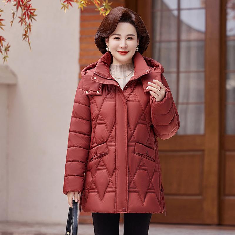 Down cotton-padded clothes, mother's new winter models, medium and long thickened cotton-padded clothes, slim-fitting and warm, foreign-style jackets,