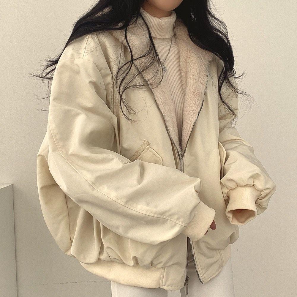 Giacca bifacciale da donna, oversize, con cappuccio, cappotti invernali da donna, caldi e spessi, capispalla vintage e soffici